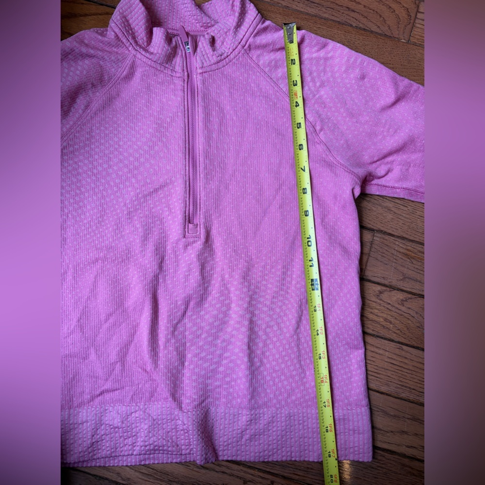 Lululemon Rest Less Cropped Half-Zip Grid Warp Pink Blossom / Sugar Pink 6 - Picture 7 of 8